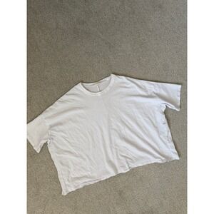 C.T. plage White Cotton Oversized Cropped T Shirt Women Size 40 Large